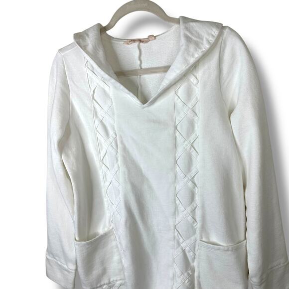 Soft Surroundings Soft White Peter Pan Collar Fleece Pullover Tunic Sweater - Picture 2 of 5